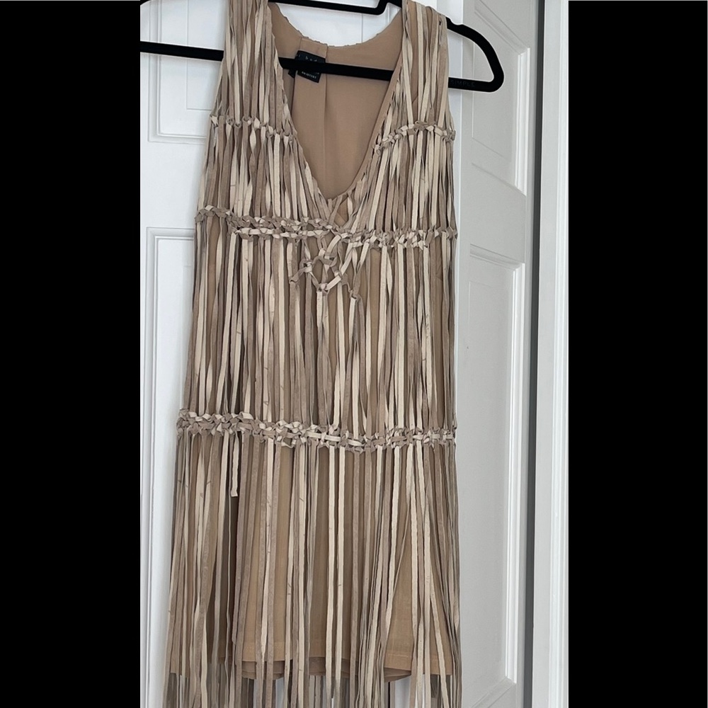Sheri Bodell fringe dress with lining - zippered back